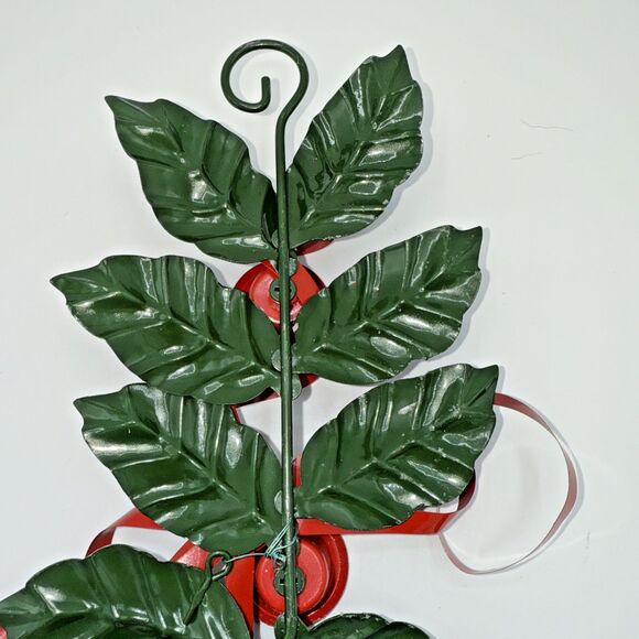 Vintage Christmas Department 56 Metal Holly Ribbon Candle Holder 3 Candles 12” - Picture 10 of 13